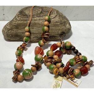 Paul  Brent Handmade Cluster Necklace & Bracelet Leaf Design Calypso Studios NEW